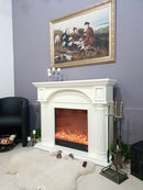 Camino Elettrico da Pavimento 116x150x33 cm Effetto Fiamma 1500W Lisabona Bianco