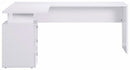 Scrivania Angolare 180/160x60x75cm cm New Selina Bianco Lucido e Ardesia
