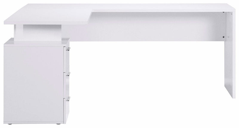 Scrivania Angolare 180/160x60x75cm cm New Selina Bianco Lucido e Ardesia