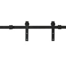 Kit Porta Scorrevole 183x0,6x18 cm con Binari Fermi e Guide Stile Industriale in Acciaio al Carbonio Nero      