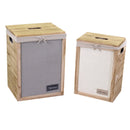 Set 2 Ceste Portabiancheria in legno brenda con 3 cassetti rettangolari