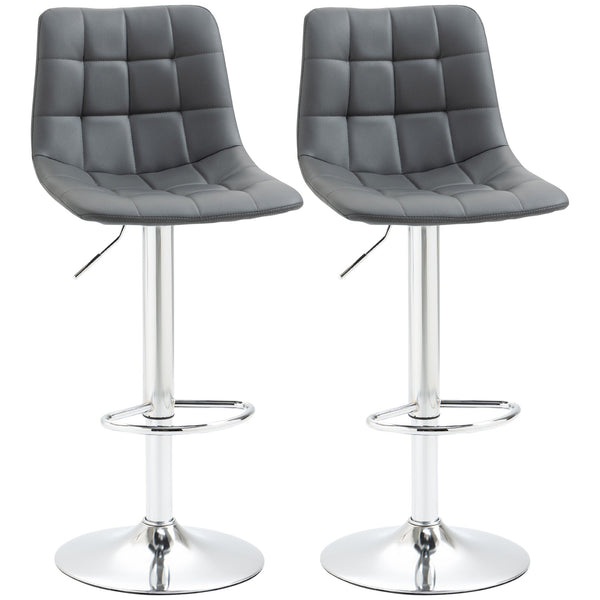 Set mit 2 Hockern mit Rückenlehne 42x45x89-110 cm in grauem Kunstleder sconto