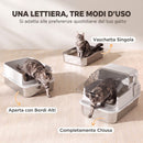 Lettiera Gatti Chiusa XL 3 in 1 90 L 70x50x46 cm con Coperchio Rimovibile e Paletta in Acciaio Inox e ABS Bianco      
