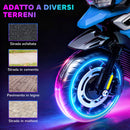 Moto Elettrica per Bambini 12V con Rotelle Specchietti e Poggiapiedi in PP e Metallo Blu      