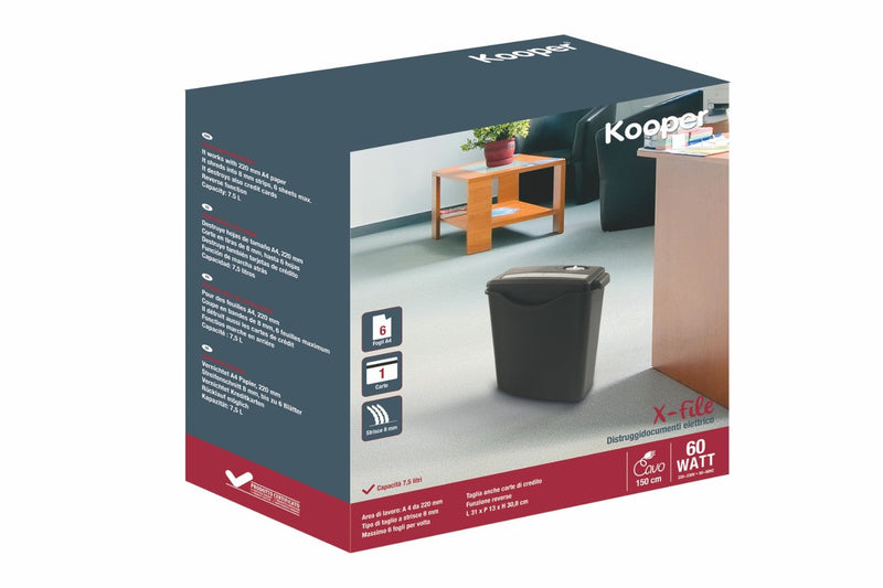 Macchina Distruggidocumenti Taglio a Strisce 8mm Kooper X-File