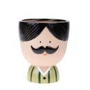 Set 2 Vasi Testa con Baffi Ø 12,5 H 14 cm