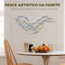 Wall Art Banco di Pesci 99,7x3,8x50,2 cm in Metallo con Viti Incluse Oro e Blu      