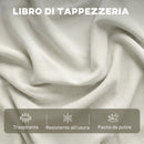 Divano Angolare 3 Posti Modulare 212x125x84 cm con Contenitore Poggiapiedi e Cuscini in Tessuto Effetto Pelle Traspirante Crema      