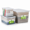Set 4 Pezzi Contenitori con Coperchio Spring Box 1L + 1M + 2XS in Plastica Bianco Trasparente      