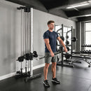 Lat Machine da Parete 62x60x200 cm con Pulegge Regolabili Stazione a Cavi con Pulldown e Carico Pesi Regolabile in Acciaio Nero      