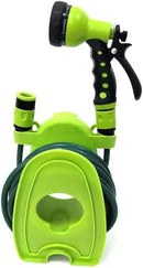 Carrello Avvolgitubo Manuale con Tubo in PVC da 10 mt Incluso Balcony Mini con Pistola a 7 Funzioni Verde  