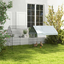 Gabbia per Conigli 220x85x103 cm a Casetta con Copertura in Tessuto e Struttura in Acciaio Argento      