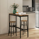 Set Tavolo Alto 105x40x90 cm e 2 Sgabelli da Bar con Poggiapiedi Stile Industriale in MDF e Acciaio Nero e Marrone      