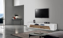 Mobile TV 4 Ante 2 Cassetti 260x43x46 cm Alien Bianco Lucido e Acero Pereira