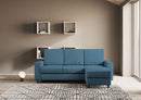 Divano 3 Posti con Pouf 208x155x85 cm Sakar in Tessuto Avio