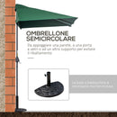 Ombrellone da Parete Mezzaluna Salvaspazio 230x130x245 cm Apertura a Manovella Verde   
