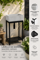 Lavello da Giardino Senza Rubinetto in Cemento Granulato di Marmo Madrid Grigio
