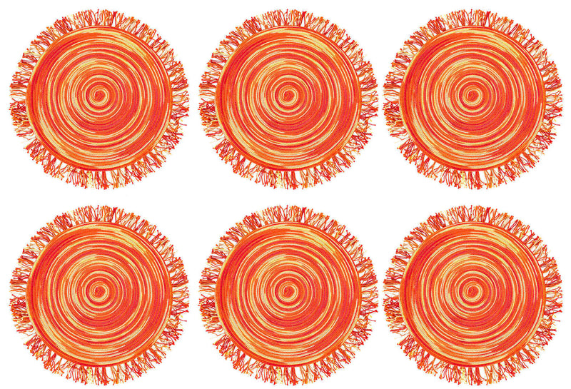 Set 6 Tovagliette con Frange Ø45x0,5 cm  in Polipropilene VdE Tivoli 1996 Shades of Sunset