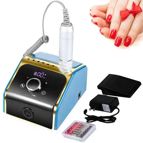 acquista Fresa Elettrica per Unghie Lima Blu Manicure Pedicure 6 Accessori Professionale