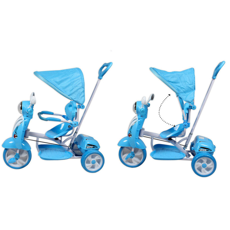 Triciclo a Spinta Seggiolino Reversibile per Bambini Kidfun Classic Blu