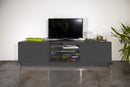Mobile TV 2 Ante 180x41,4x46 cm Bloom Grigio Antracite Laccato Lucido