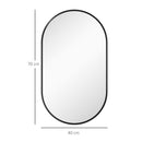 Specchio per Bagno Ovale a 3 Ganci 40x70x3 cm in Lega di Alluminio e Vetro Nero