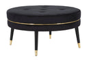 Puff Paris xxl Nero/Oro Ø90x46 cm in Legno e Spugna Nero e Oro