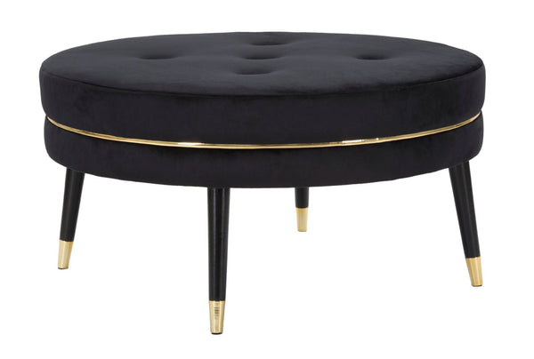 prezzo Puff Paris xxl Schwarz/Gold Ø90x46 cm in schwarzem und goldenem Samt