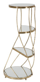 Porta Telefono Twisty Ø38x86 cm in Ferro MDF e Vetro Oro