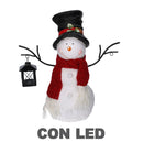 Pupazzo di neve in Resina con lanterna bianco con Led cm 37x19xh44