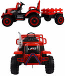 Trattore Elettrico per Bambini 12V con Rimorchio Kidfun Rural Rosso