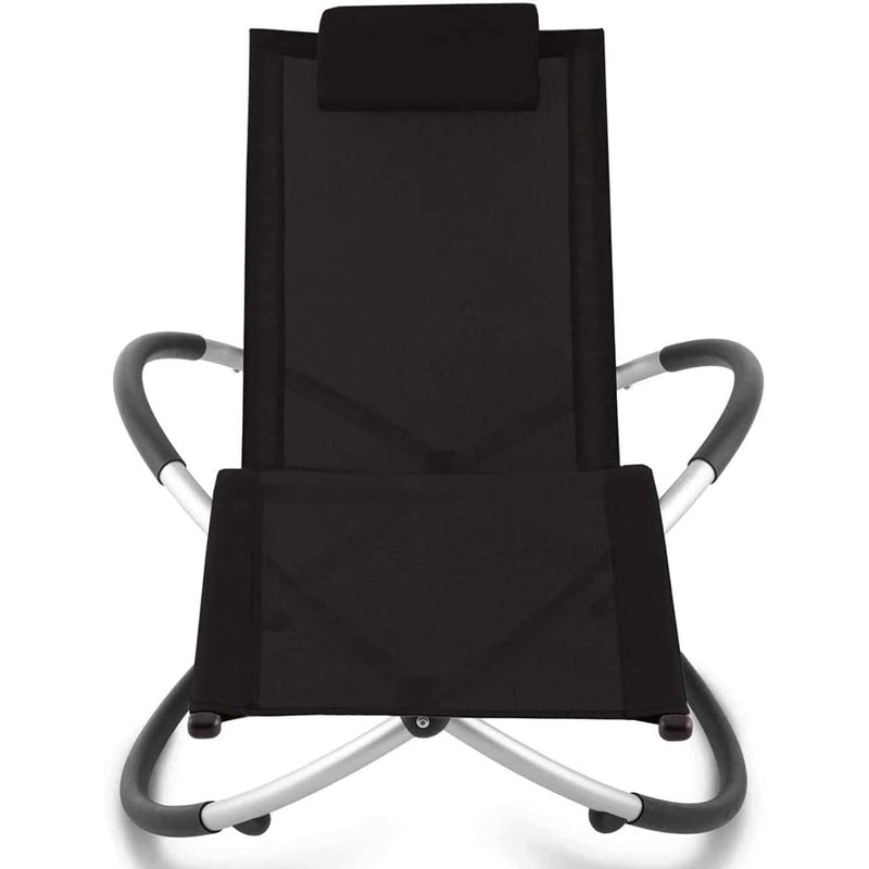 Sdraio da Giardino Ellittica 174x78x86 cm Telo in Textilene nero