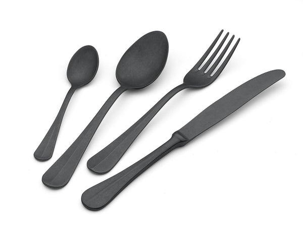 sconto Service-Set Besteck 24-teilig aus Stahl 18/10 PVD Eme Royal Retro Black