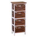 Cassettiera 4 Cassetti in Legno 35x27x85cm Atena Noce e Bianca