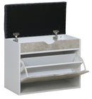 Scarpiera Panca con Scomparto e Cuscino 60x30x50 cm in Truciolare e Poliestere Grigio e Cemento