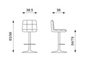 Set 2 Sgabelli Bar 36x38,5xH83/98 cm in Similpelle Kurt Grigio Scuro