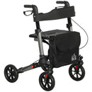 Deambulatore per Anziani e Disabili ad Altezza Regolabile 67x65x79.5-94 cm Pieghevole in Allumino Nero e Argento   