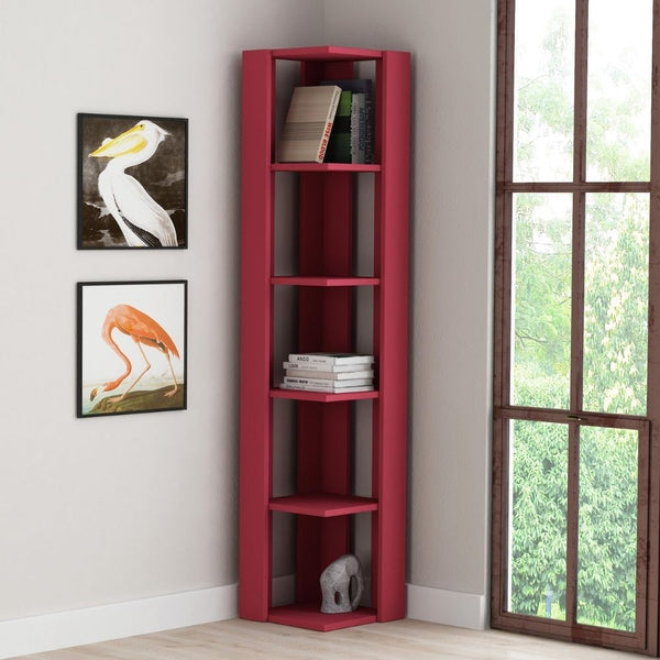 acquista Libreria angolare 34x34x161 cm Nati bordeaux 5 ripiani