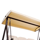 Dondolo da Giardino 3 Posti 208x121x172 cm Tetto Regolabile, Portabicchieri e Cuscini Beige  