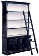 Mobile Libreria con Scaletta 3 Ante 4 Cassetti 4 Ripiani Nero