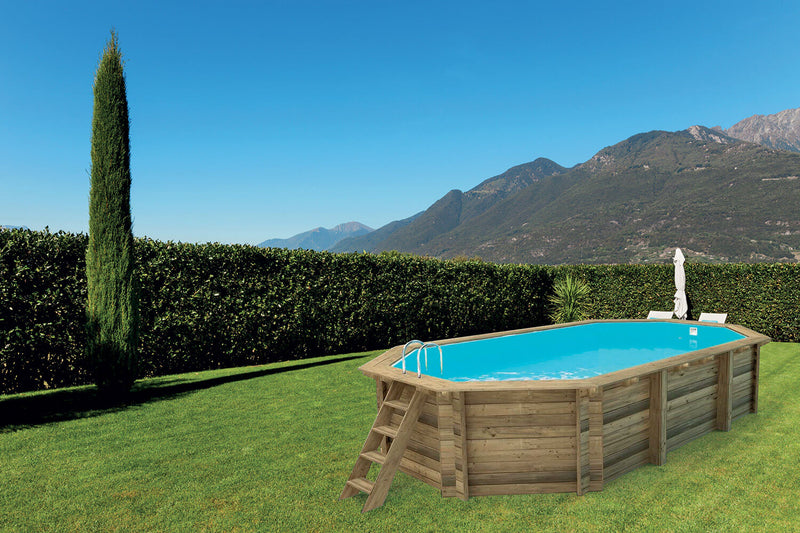 Piscina Ottagonale Fuori Terra 486x336x120 cm in Legno