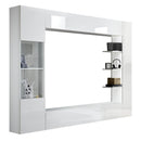 Parete Attrezzata Mobili Soggiorno Mobile TV Libreria Pensile e Mobile a Colonna TFT Akira 2 Bianco Lucido