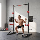 Power Cage Rack Squat 138-176x106x212 cm Capacità 500 kg con Barra Trazioni e Larghezza Regolabile in Acciaio      