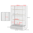 Voliera Gabbia per Uccelli 61x36,5x98 cm con Vassoio Estraibile e Posatoi per Pappagalli in Acciaio Bianco      