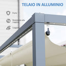 Gazebo Pergola da Giardino 400x300x230 cm  Tetto Retrattile con Luci LED e Fori di Drenaggio Bianco Crema  