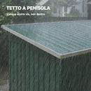 Casetta da Giardino 272x134 cm con Porte Scorrevoli Doppie e 2 Prese d'Aria in Acciaio Verde      