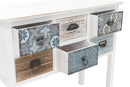 Consolle 6 Cassetti 90x38x78,5 cm in Legno Soriani Bianco Anticato