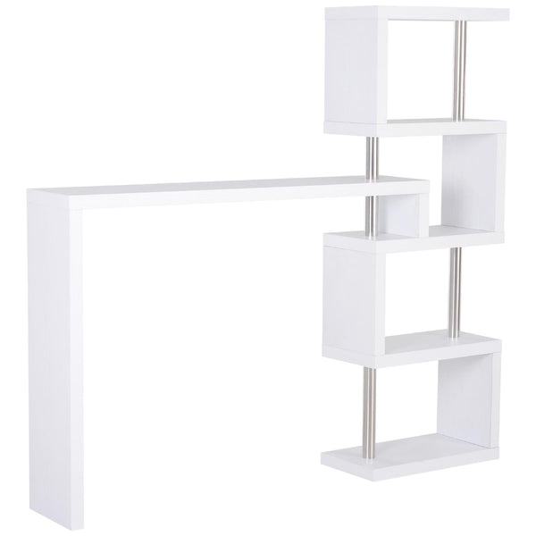 prezzo Regal Bücherregal 4 Ebenen mit Tisch aus weißem MDF