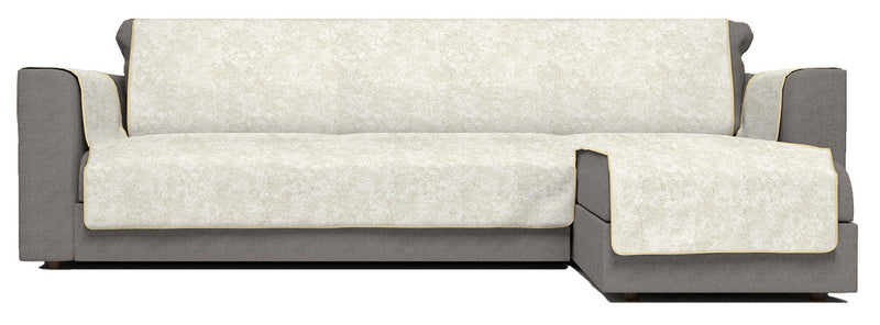 Copridivano con Penisola Destra in Poliestere e Cotone Panna Varie Misure