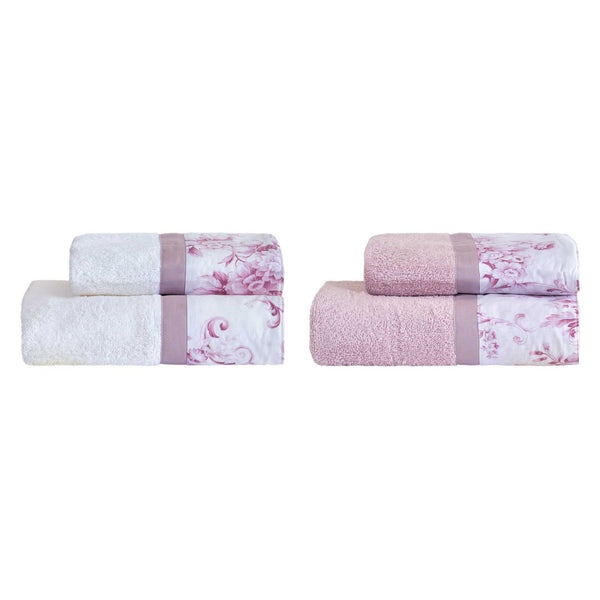 Schwamm-Set 4-teiliges Gesicht + Gästetücher mit Garrini Samantha Pink Frill sconto